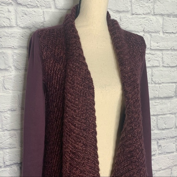 NWOT Prana Demure Eggplant Knit Open Front Draped Cardigan - Picture 9 of 15